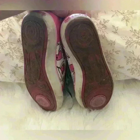 Skechers pink white ballerina spinning twirling shoes girl youth size 1.5 - Picture 8 of 9